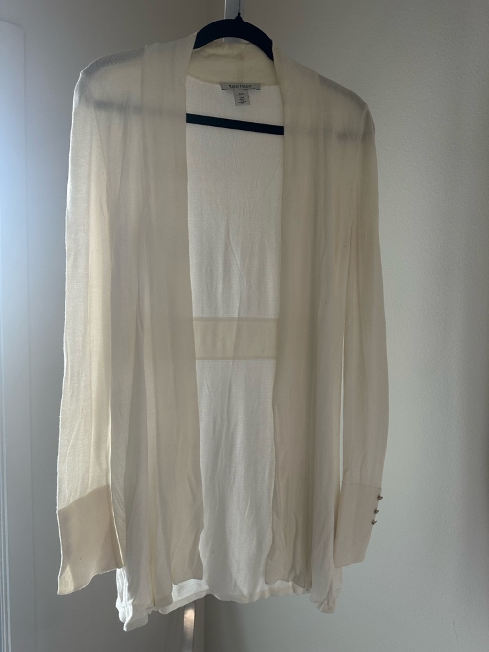 White House Black Market Lightweight White Open-Front Women’s Cardigan Sweater